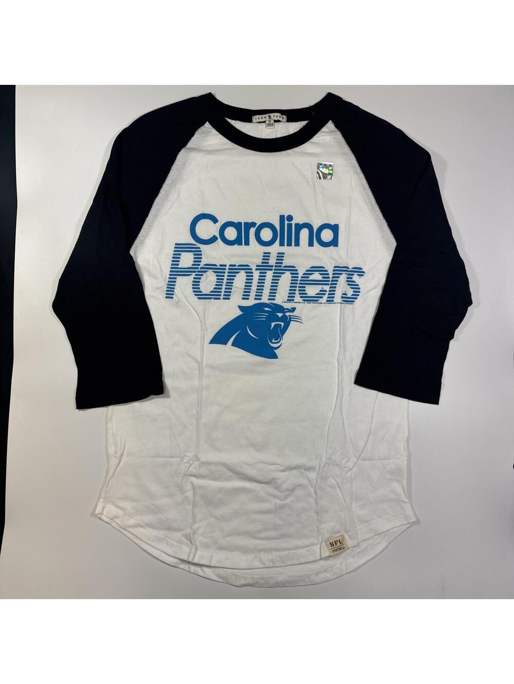 Junk Food NFL Carolina Panthers Men Size Medium Raglan T-shirt White Tee Fan